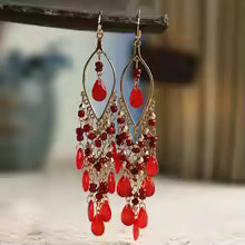 Ethnic Seed Beads Long Earrings